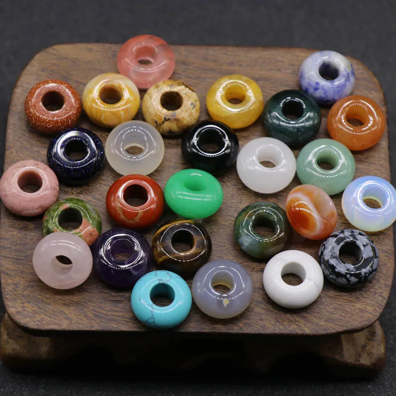 8*14mm natural crystal agate jade large hole loose beads Abacus beads for DIY braided rope jewelry making