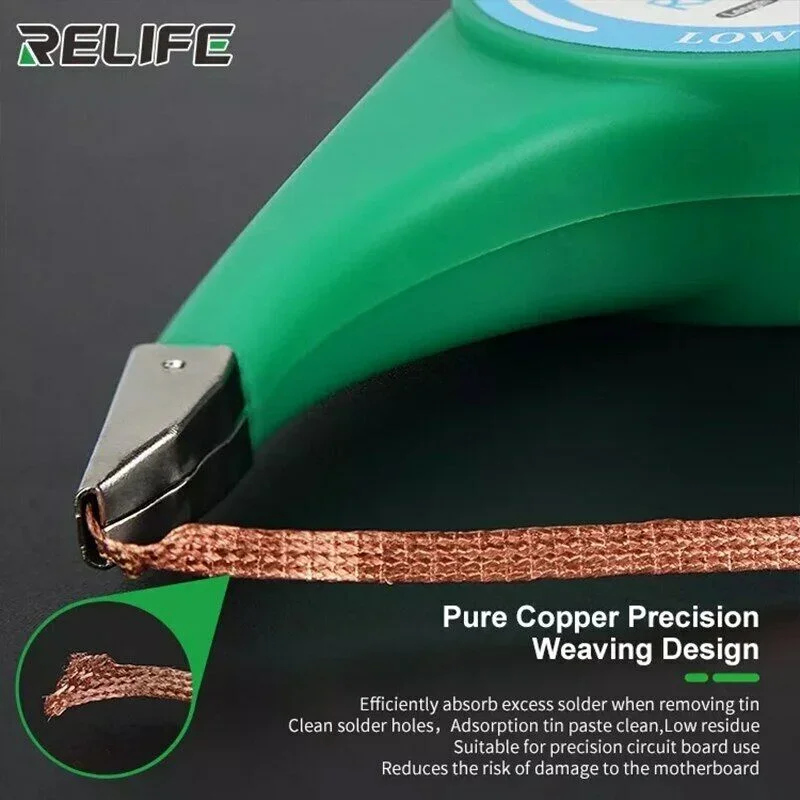 Relife RL-1520 RL-2020 RL-2520 RL-3020 RL-3520 Desoldering Braid Welding Solder Wick Wire No-Clean Low Residue Tin Repair Tool