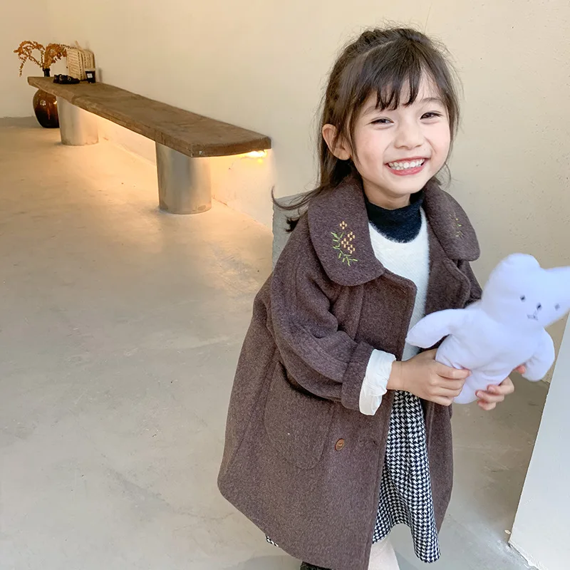 2020 год одежда жилет для девочек зимняя одежда для маленьких девочек, детские пальто с вышивкой и длинными рукавами, верхняя одежда & пальто