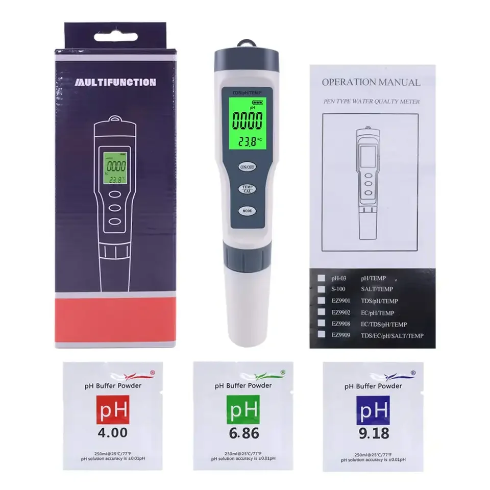 4 in 1/3 in 1 Water Quality Testing Pen PH TDS EC Salinity Temperature Water Tester PH Meter for Drinking Water Aquariums