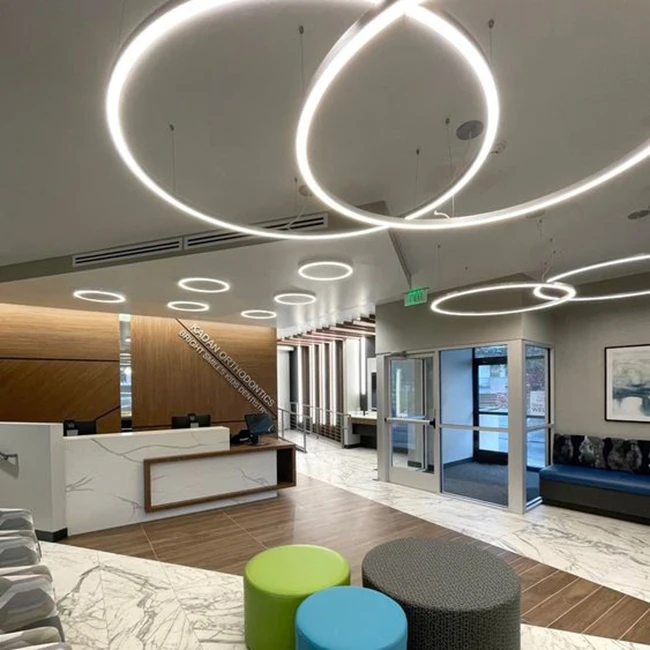 Factory direct ceiling pendant circle ring light aluminum hanging halo light various diameters