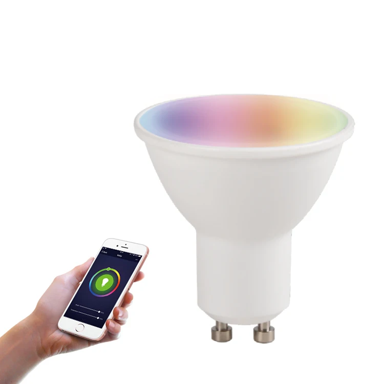 
Amazon Alexa Google Assistant Voice Control GU10 LED Bulb Dimmable, RGB GU10 Smart Spot Light Bulb 5W 
