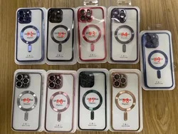 Magnetic Case For iPhone 15 14 13 11 Pro Max Plus Luxury Camera Lens Protection Electroplate Shockproof Soft TPU Magsafes Cover