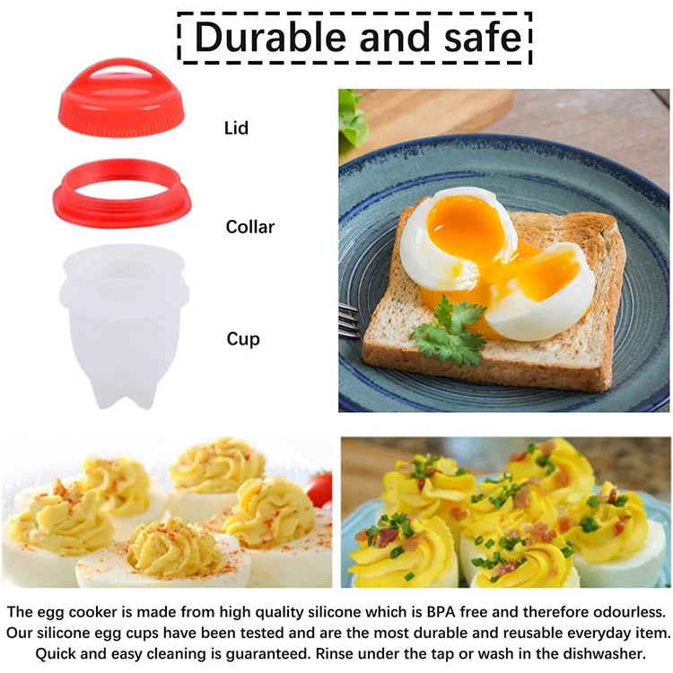 6Pcs/Set Egg Poachers Cooker Silicone Non-Stick Egg Boiler Cookers Pack Boiled Eggs Mold Cups Steamer Kitchen Gadgets Tools
