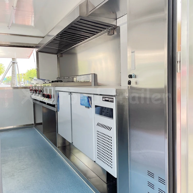 Mobile Kitchen Food Trailer Fiberglass XR New Square Shanghai Mobile Restaurant Manufacturer Customizable L385*w210*h200cm