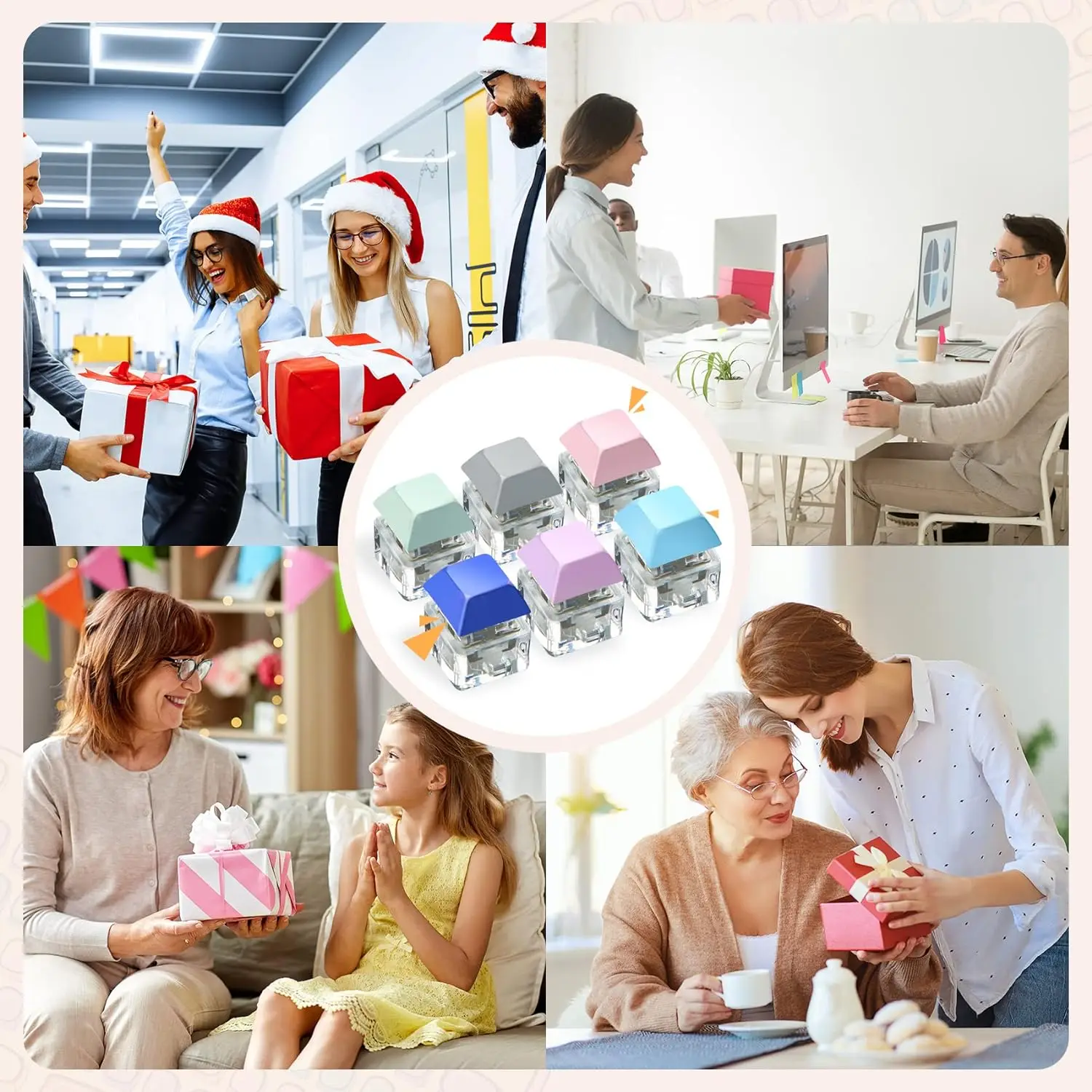 Wholesale Custom Design Logo Mechanical Keyboard Keychain Keycap Relieve Stress Switches Key Chain Decompression Keychain