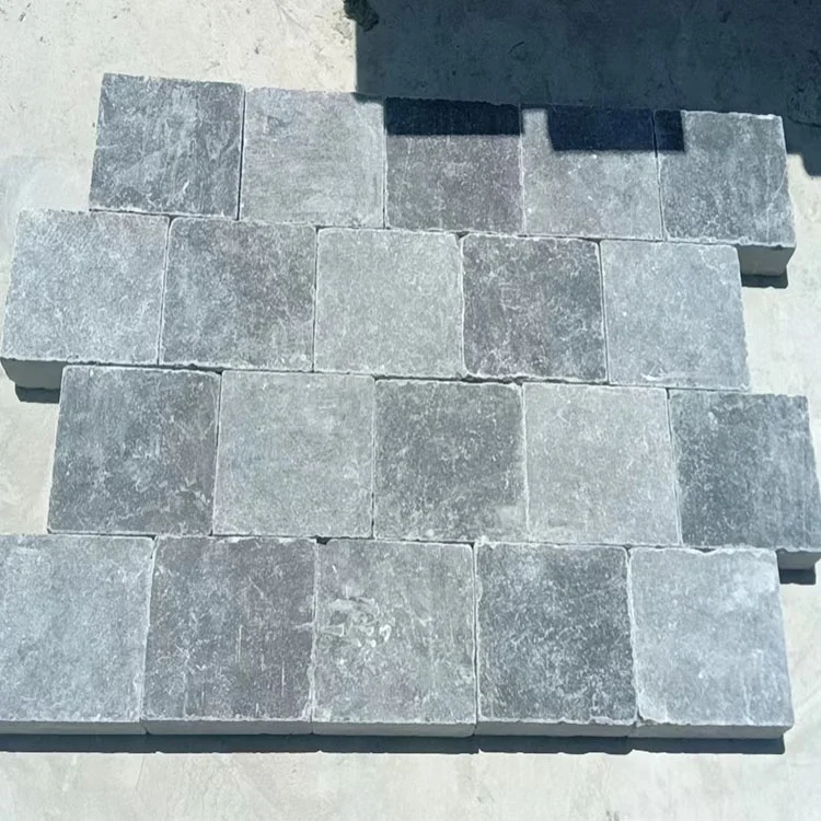 Popular Blue limestone Floor Tile Bluestone honed paver price French Pattern For Garden Paving