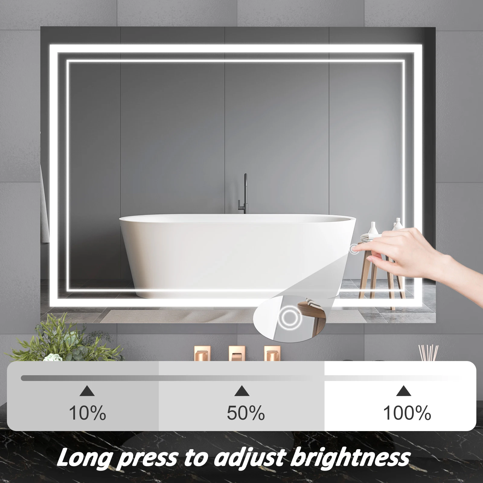  Wall Mounted Rectangle Smart Bathroom Makeup LED