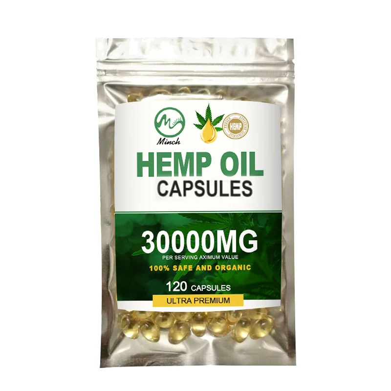 Private Label 120pcs Pain Relief Natural Oil Softgel Capsules 3000MG Organic Dietary Supplement Hemp Oil Capsules