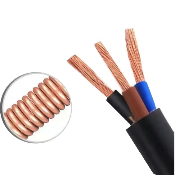 RVV 3 Core 1.0mm2 1.5mm 2.5mm 4mm 6mm  PVC insulated flexible electrical power cables and wires