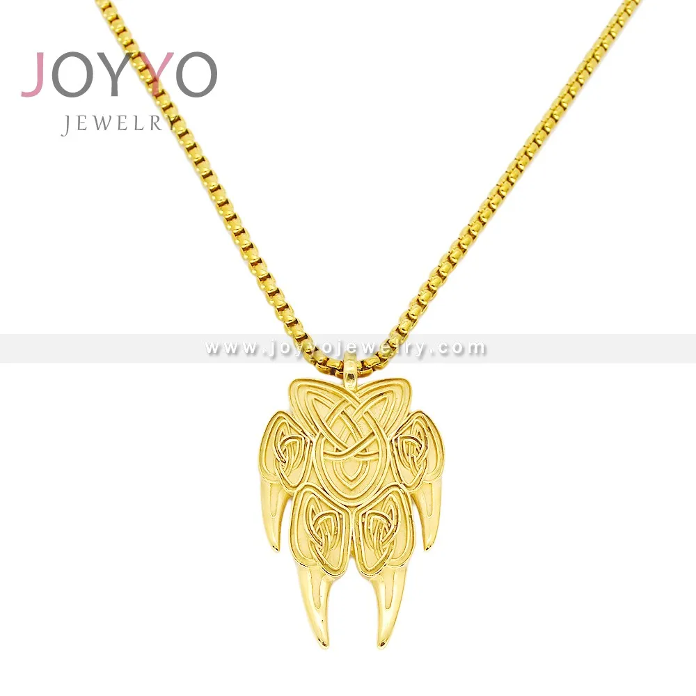 Norse Viking Runes Amulet Pendant Wolf Claws Pendant Bear Paw Symbol Knot Animal Men Jewelry Pendant