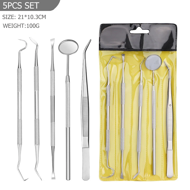 Dental Three Five -Piece Stainless Steel Inspection Set Calculus Remover Tartar Inspection Tool