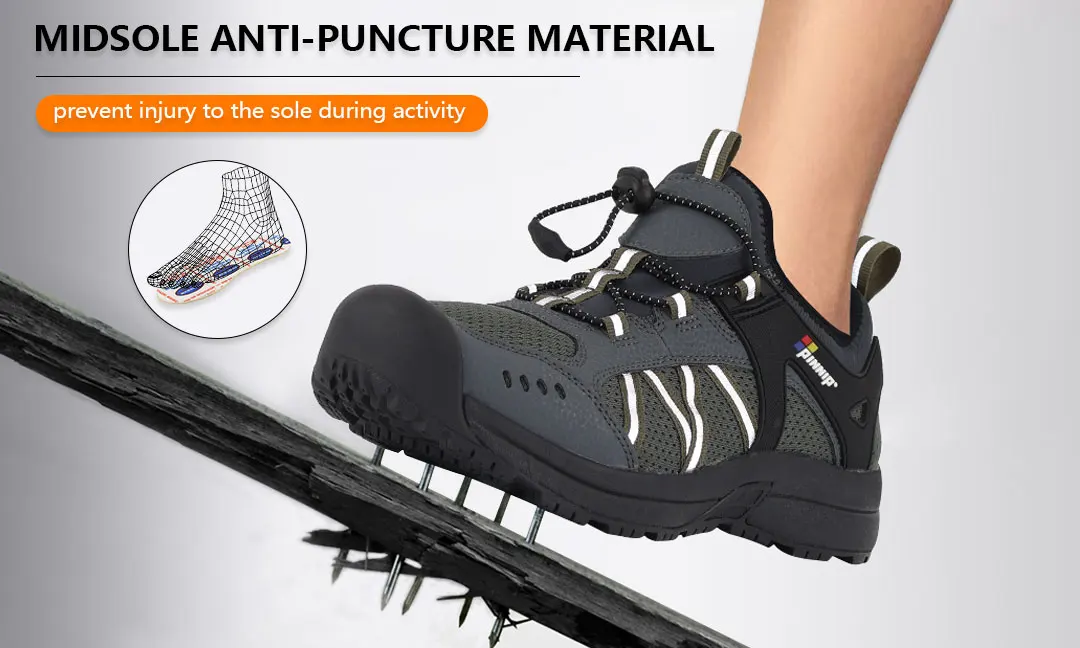 Pinnip New Style Construction Working Boots Protective Safety Shoes with EVA Insole for Men Work