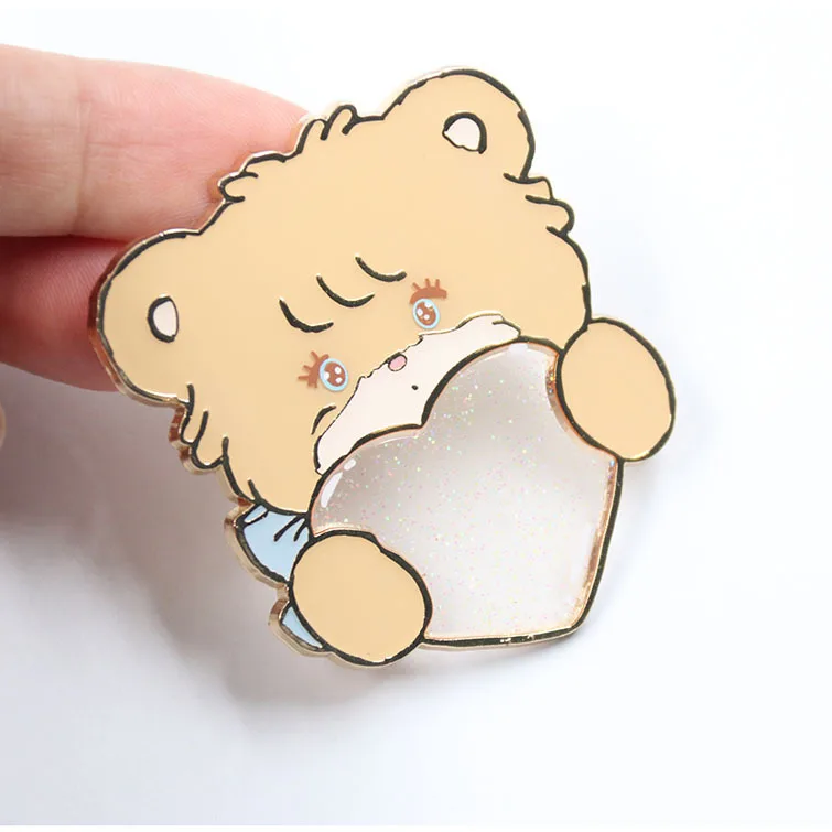 High quality clear stained glass badge black nickel gold metal hard soft lapel badge China manufacturer custom enamel pin