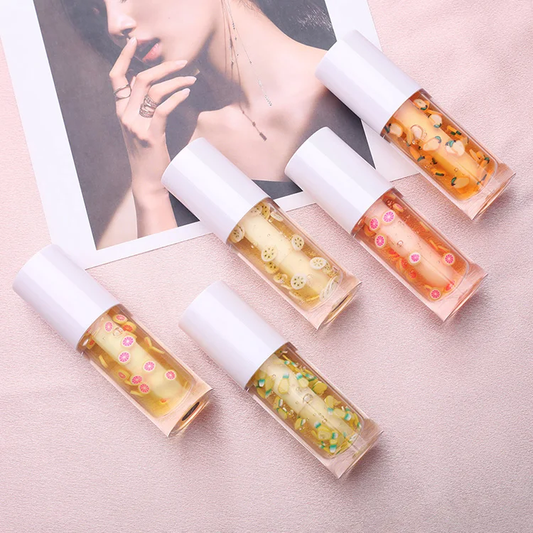 New Goods Transparent Cute Liquid Lip Gloss Clear Natural Color Fruit Flavor Plumper Fruit Glow Lip Oil Lip Plumping Gloss