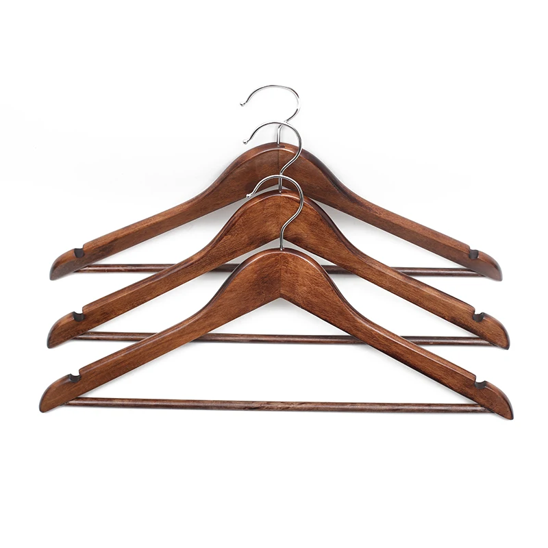 Manufacturer  Wholesale Custom Wooden Hanger with Non Slip Notches