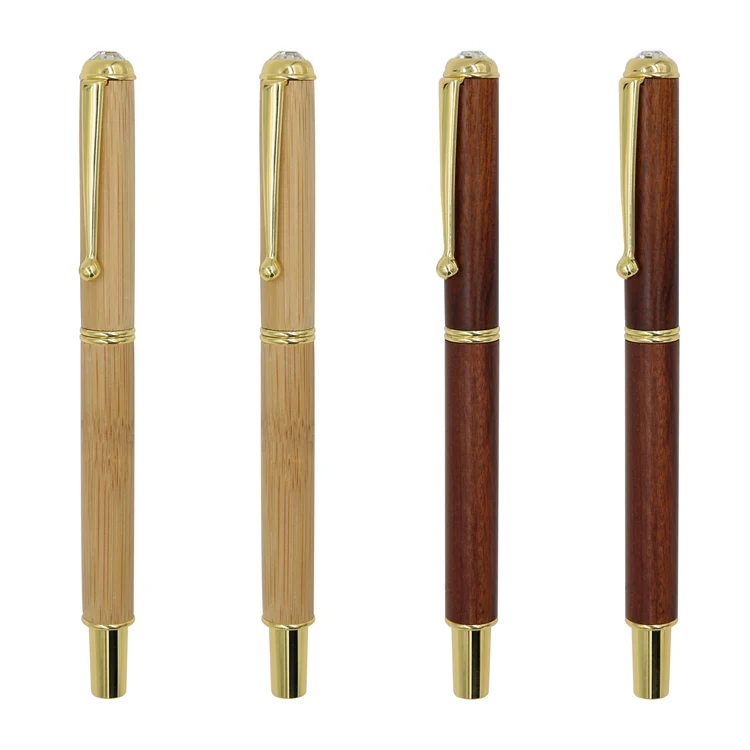 Low moq luxury Wood Pen Mechanism Promotion Wooden Pen diamond wood signature pen