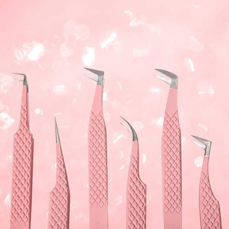 Private Label Professional Stainless Steel Lashes Tweezers Volume Tweezers Light Weight Eyelash Extension Tweezers