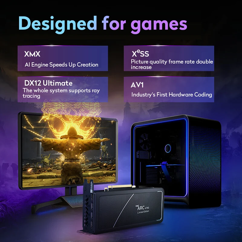 New Intel Arc A750 8GB GDDR6 placa de video GPU Graphics Card PC Intel Arc A750