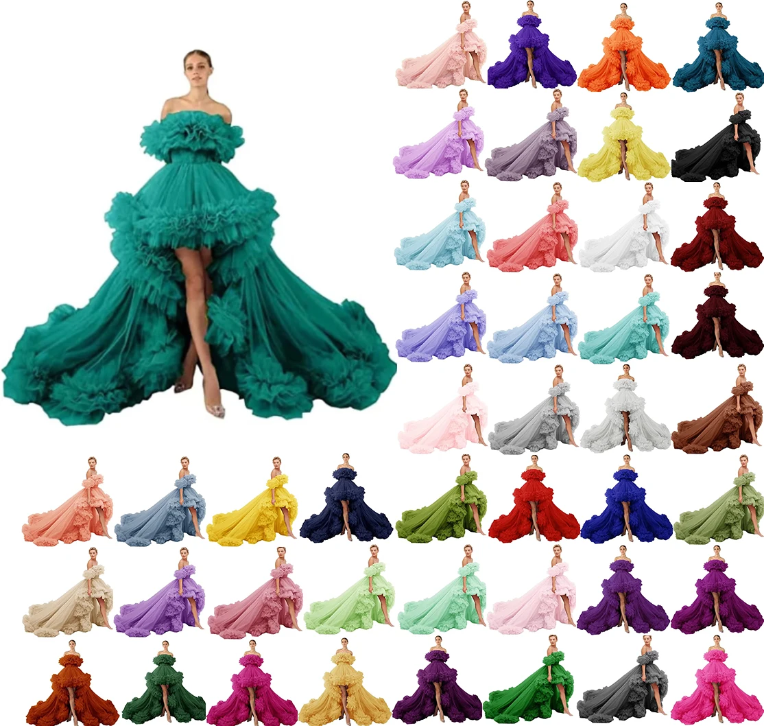 Wholesale custom single Off shoulder gauze dress parent-daughter photo dresses family Formal A-Line Evening birthday party