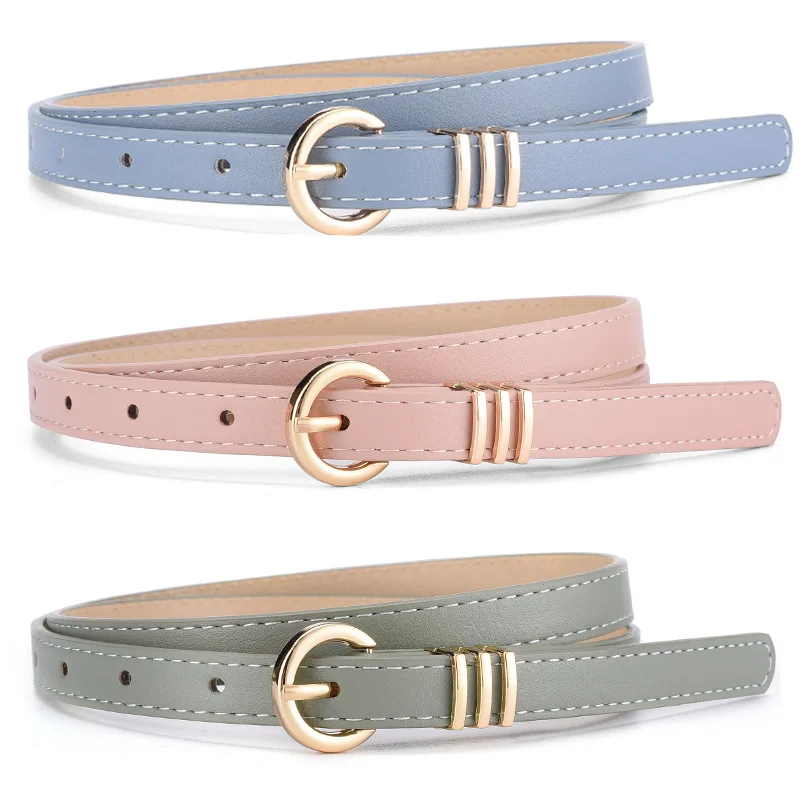 New Multicolored wholesale cheap ladies 8 figure buckle thin narrow belt