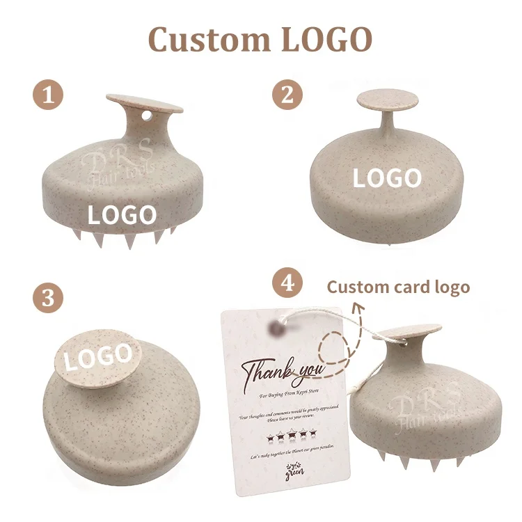 DRS Wheat Straw Silicone Head Scalp Massager Cleansing Scrubber Dandruff Shampoo Brush