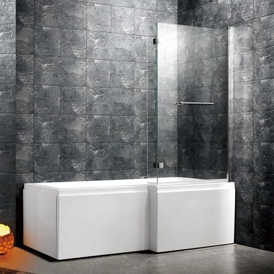 New L shaped walk in bathtub with shower screen combo extension