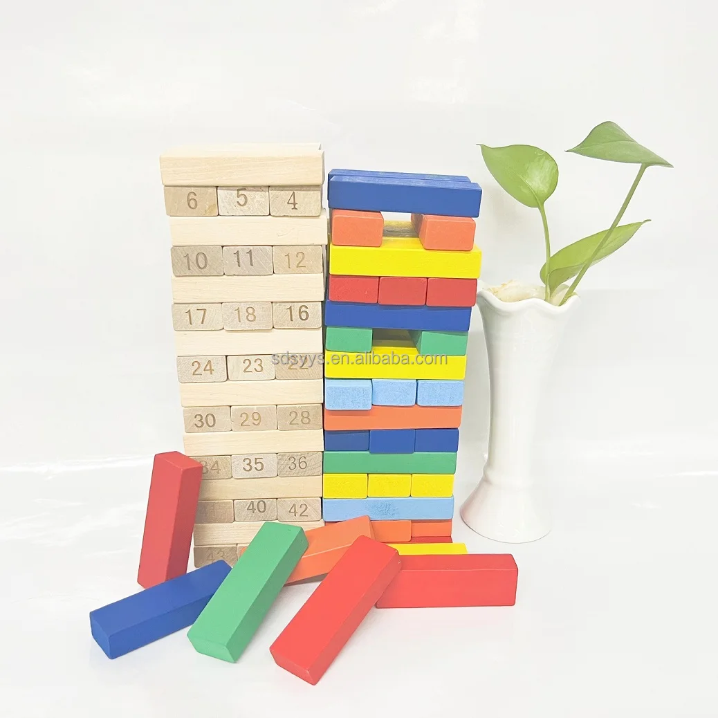 Classic Stacking Game Blocks Made from 6 Different Colors for Children and Adults Casual Game