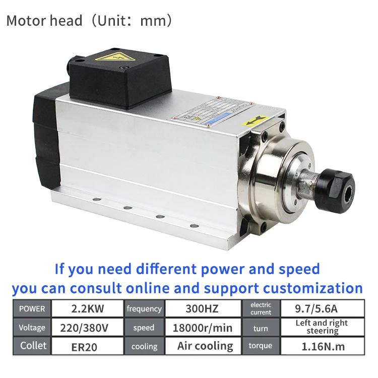 cnc spindle motor suppliers 2.2KW 18000rpm er20 spindle motor for woodworking machine