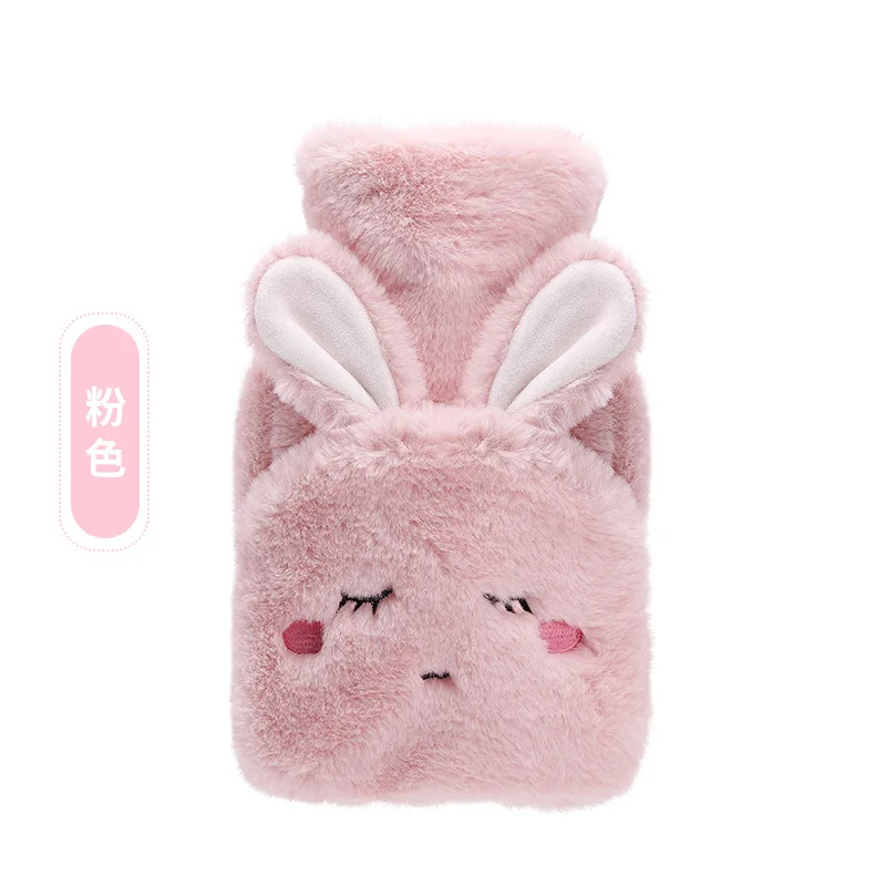 Wholesale winter cute cartoon imitation rabbit fur plush toy removable washable PVC explosion-proof portable cover hot water bag