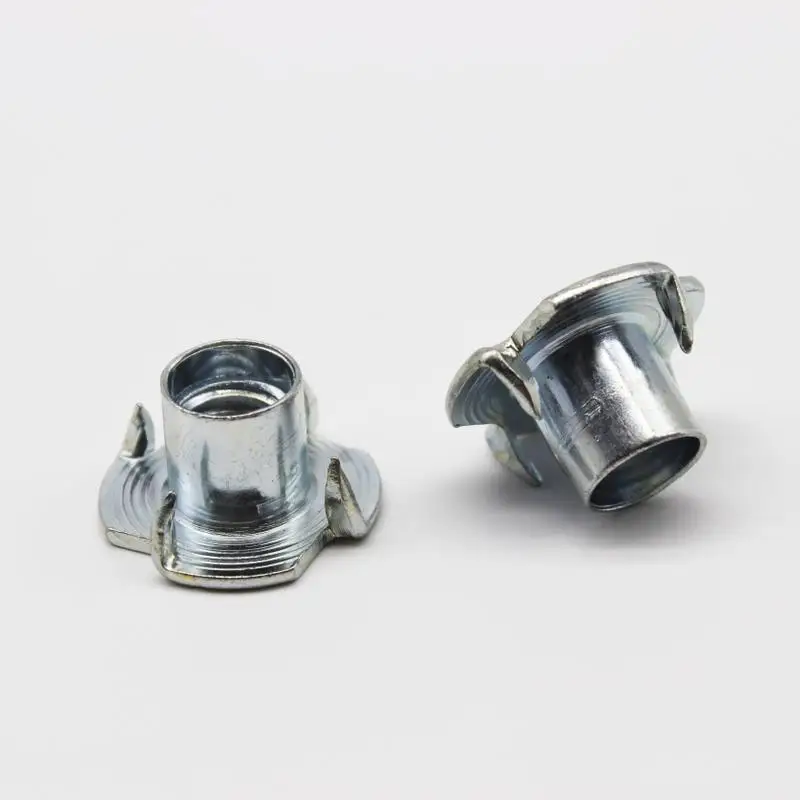China Factory Galvanized M6 M8 M10 Four-toothed Wood T Nut 4 Pronged Furniture Nuts Four Claw T Nut DIN1624