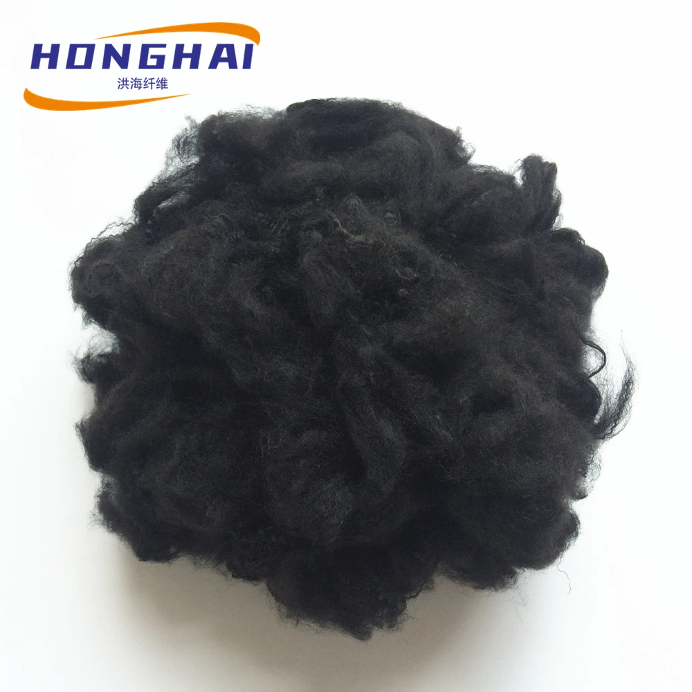 1.4D*38mm regenerated black polyester staple fiber for textile yarn
