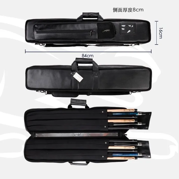 Pool Cue Case 4 Butts 8 Shafts Billiard Pool Cue Bag 2 Colors Pool Stick Carrying Case 12 Holes Case PU Leather High capacity