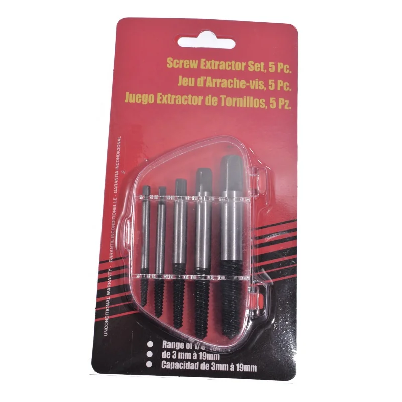 5PCS Damaged Screw Extractor Broken Stud Remover Bolt Extractor Set