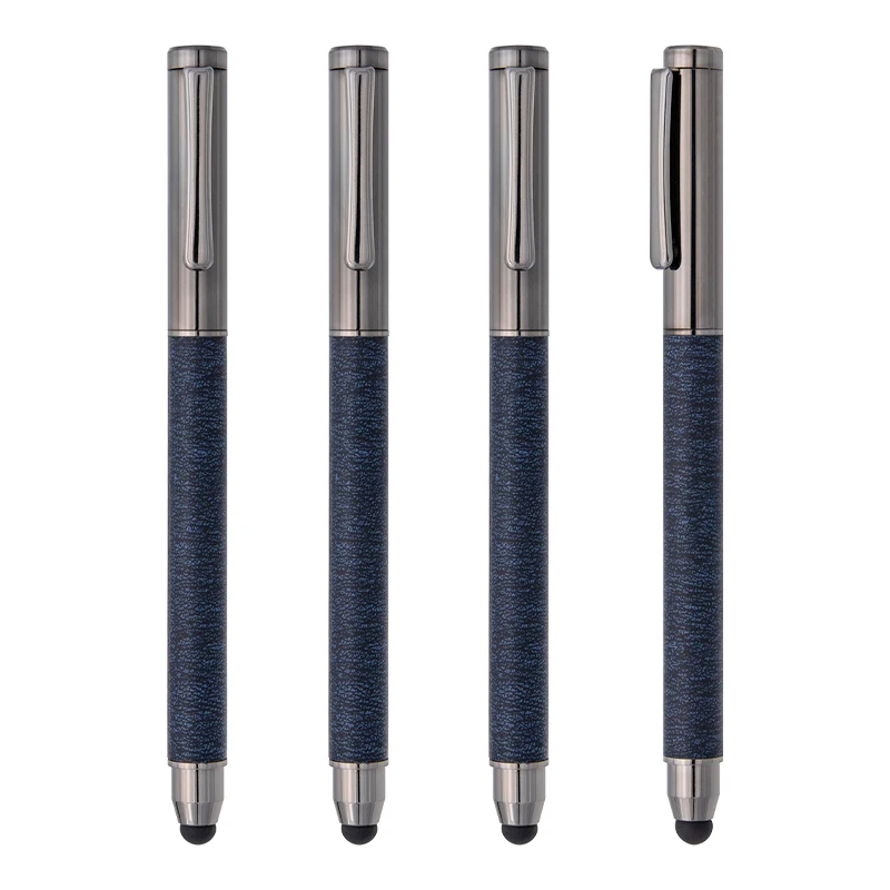 2022 new design silk print logo metal ballpoint pen with stylus for promotion