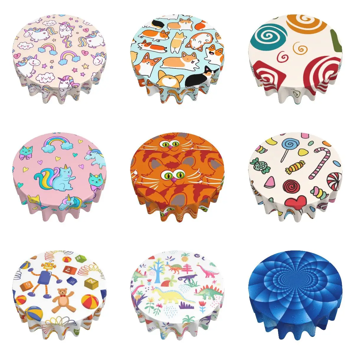 2021 Hot Tie dye Cartoon sequin tablecloth decorative jacquard polyester high quality Printed plain round tablecloths