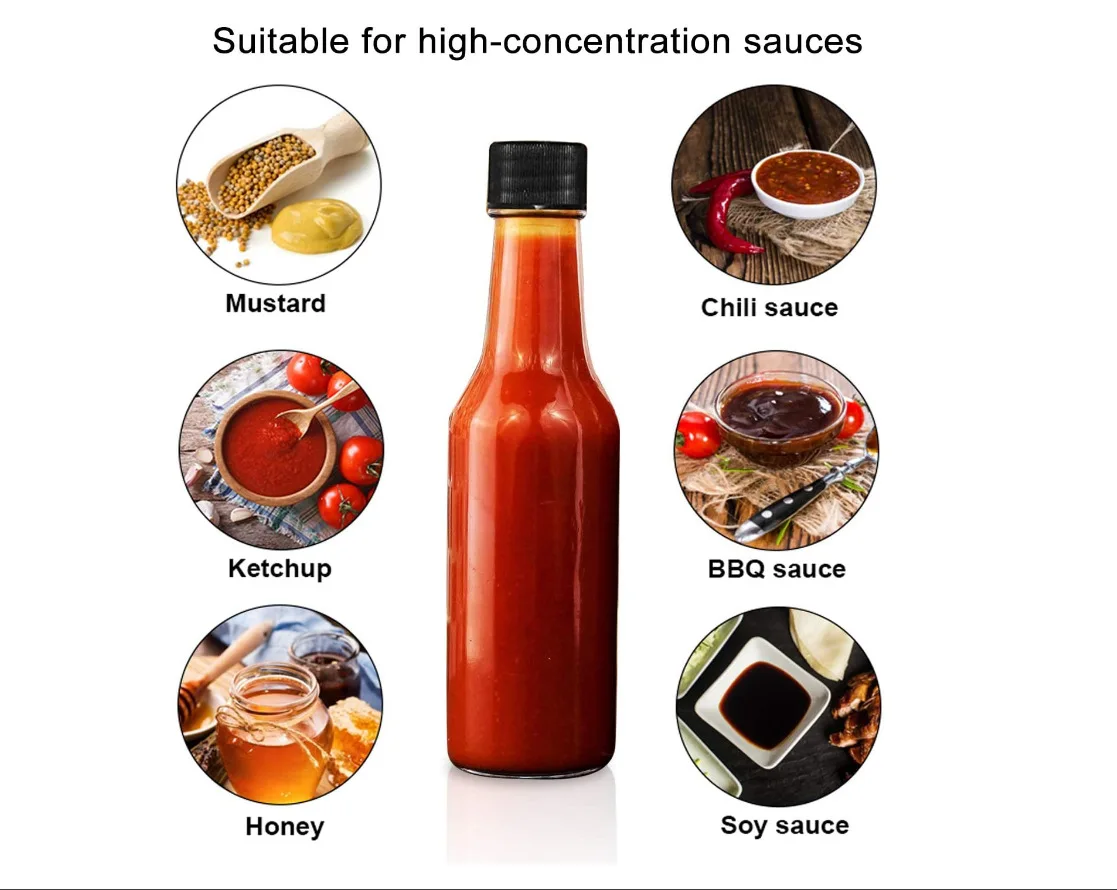 Hot sale 5oz 150ml Bulk chili pepper hot sauce glass bottle with plastic lid