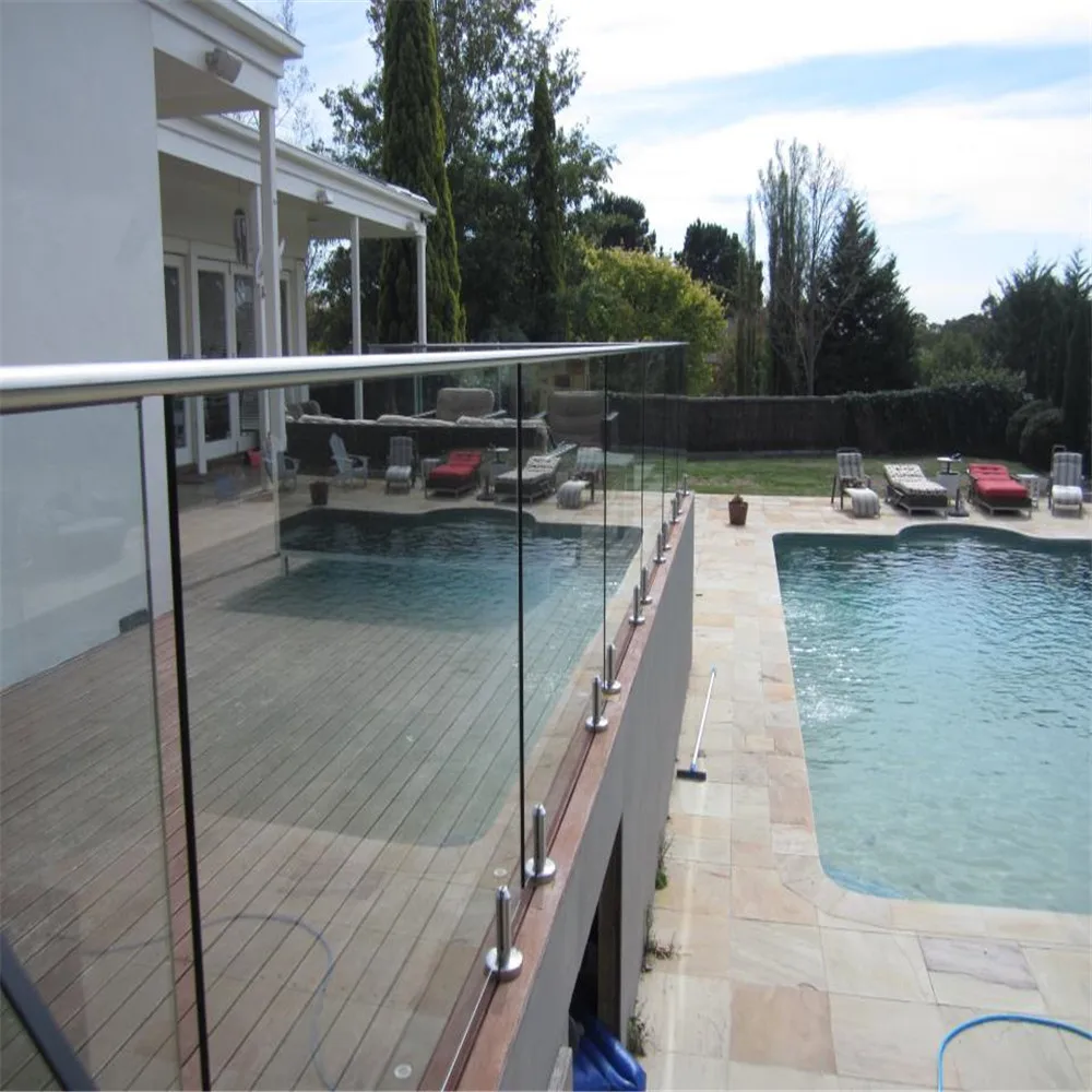House Modern Plexiglass Fence Stainless Steel Swimming Pool Handrail Glass Spigot Railing Design