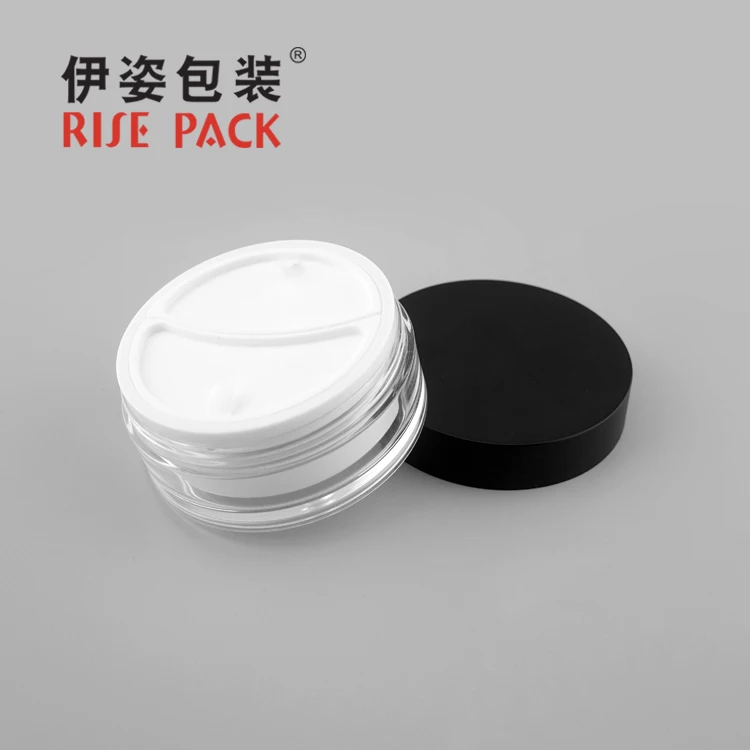 Leak-proof Dual-Chamber Pot 50ML+50ML Acrylic Jar for Day and Night Essence Moisturizer Facial Mask with Separate Lids