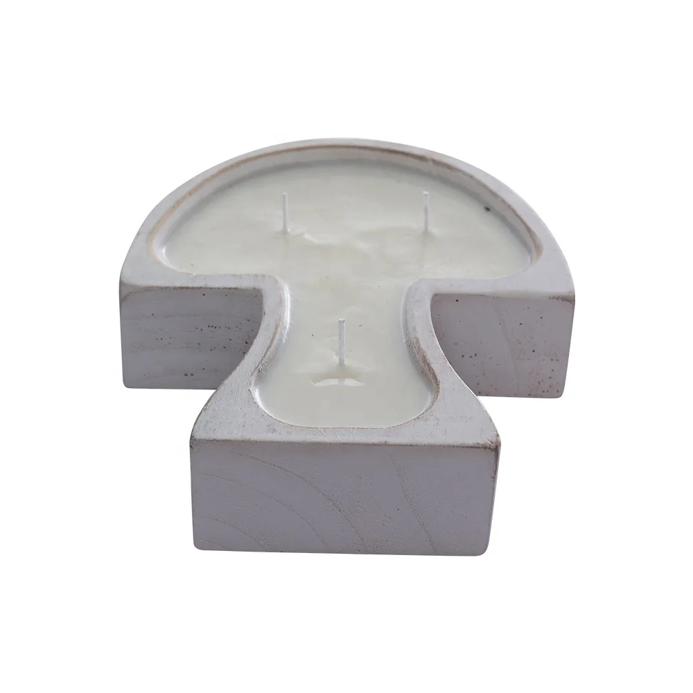 Mushroom Shape Wooden Dough Bowls  Dough Bowl Candle Hand Carved Wood Bowl Candle Hand-Poured 100% Soy Candle Wax