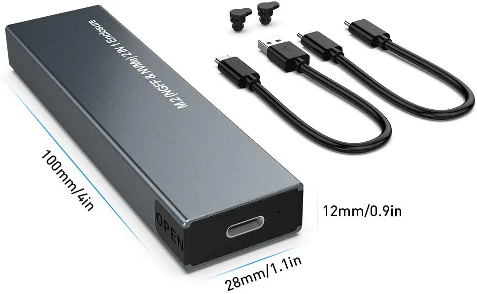 Алюминиевый корпус для жесткого диска 2 в 1 10 Гбит/с sata и M.2 NVME совместим с системой Windows Mac