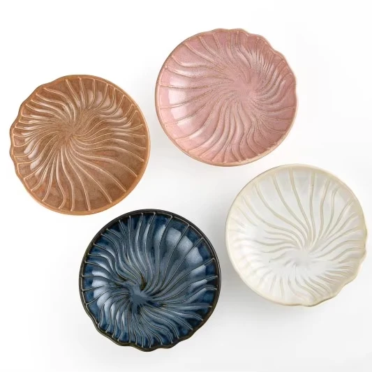 Новое поступление высококачественная керамическая тарелка для соуса винтажная круглая с реактивной глазурью небьющая и прочная паста по низкой цене