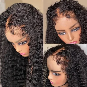 4C Hairline Kinky Edge Wig, 10-40 Kinky Curly Lace Frontal Wig with Baby Hair ,180 Density 4x4 Lace Closure Glueless  Wig