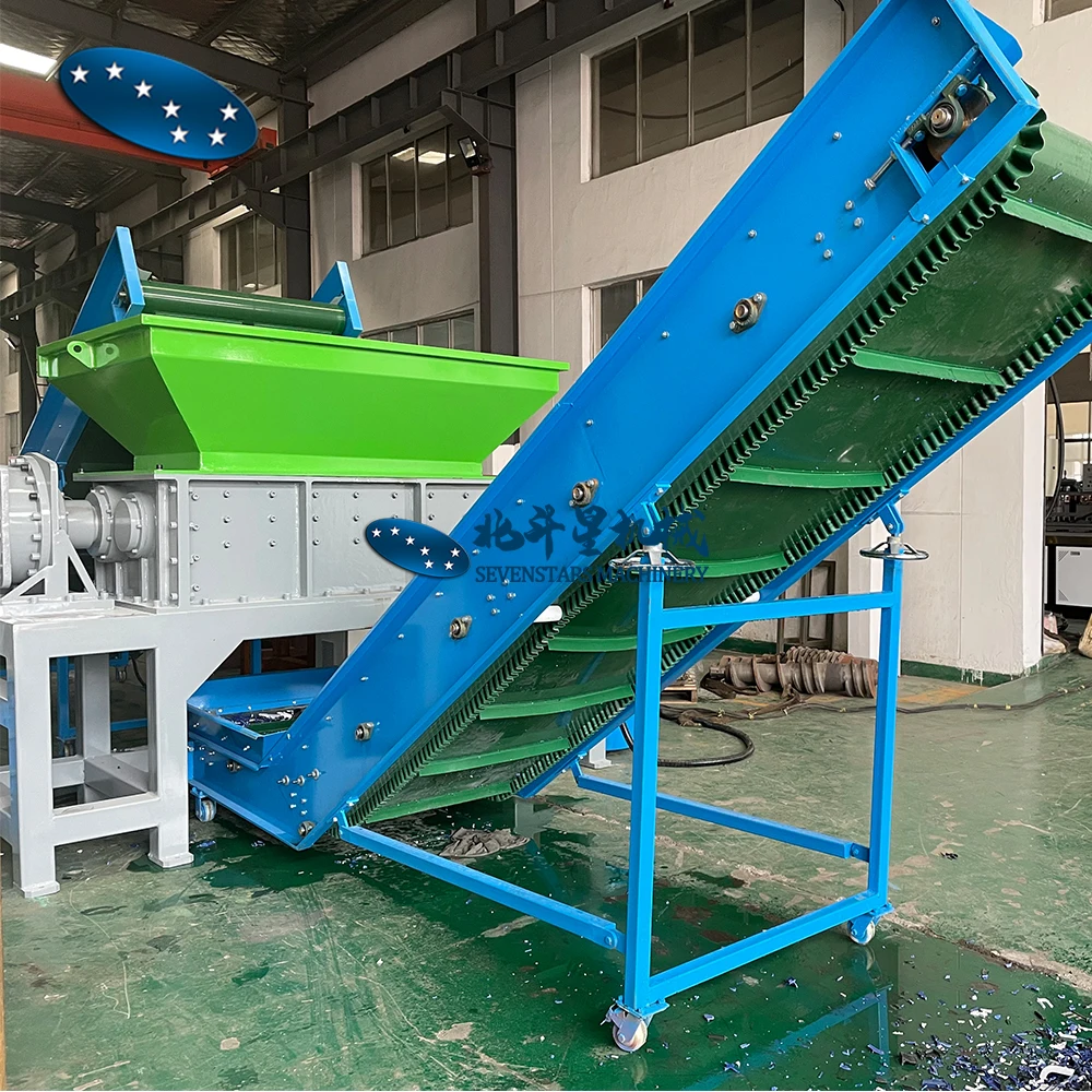 Big blue bucket shredder machine / blue drums shredding double shaft shredder machine