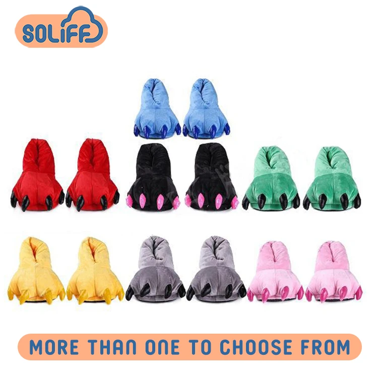 wholesale cheap soft fur paw slippers