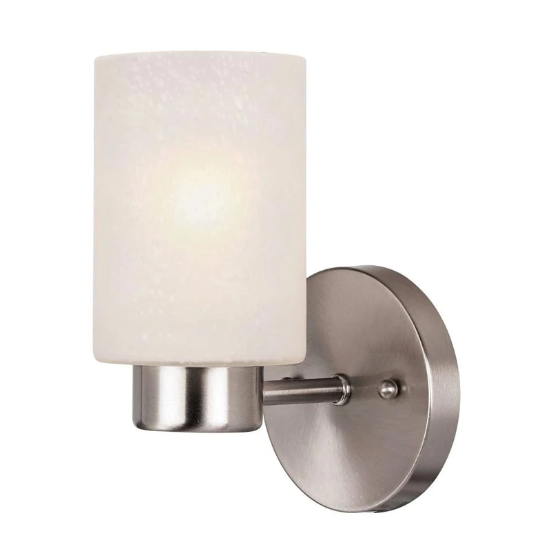 Factory Supply Brushed Nickel Linen Textured Frosted White Glass Mount Sconce Light Wall Fixture