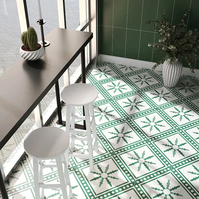 Moroccan Retro Ceramic Green 300 X 300 Bathroom Kitchen Anti Slip Porcelain Floor Tiles