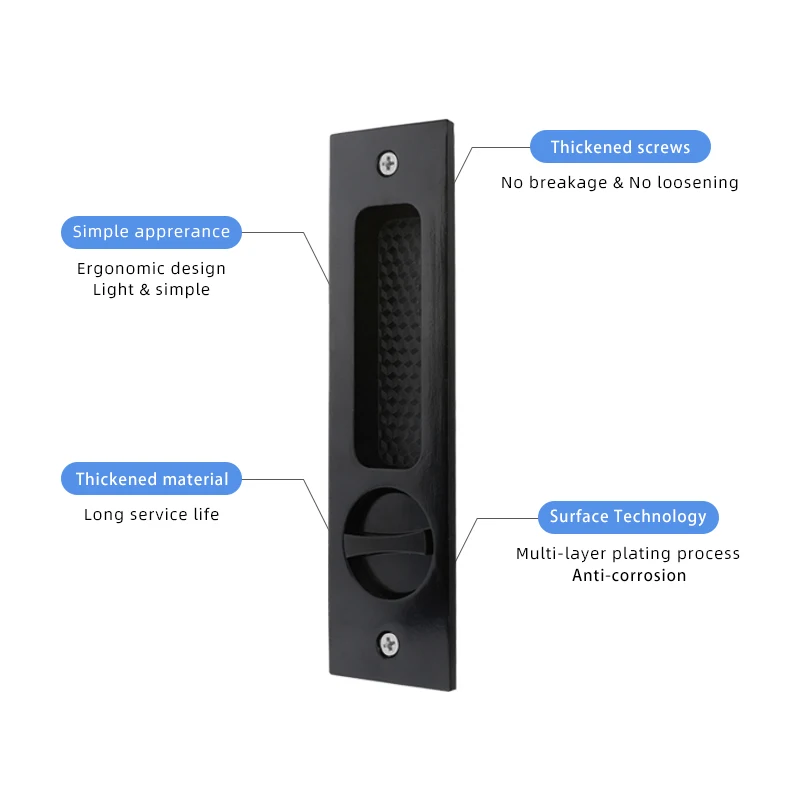 Roeasy  aluminum sliding glass door stainless steel handle lock door guard flush latch slide bolt lock hardware