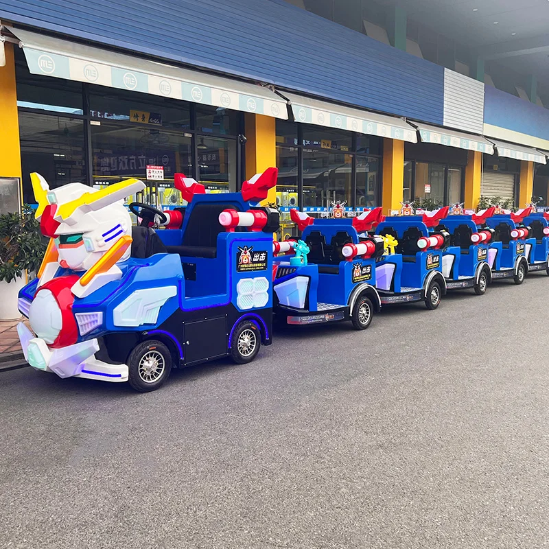 Family-Friendly Tourist Attraction Mecha Battle Train Trackless Electric Ride with LED Lights for Park and Amusement Park Use