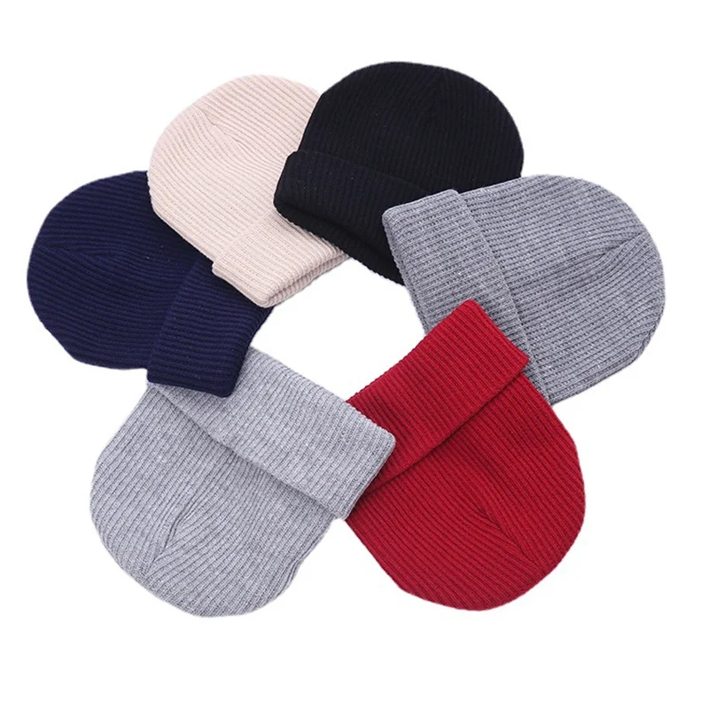 Wholesale Cheap Acrylic Knitting For Men And Women Custom Winter Solid Color Knitted Soft Hats